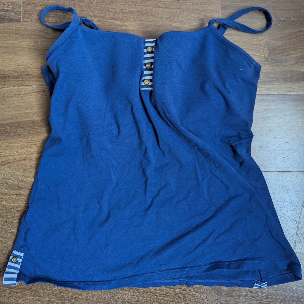 Bravissimo 34E Blue Strappy Top With Inbuilt Bra